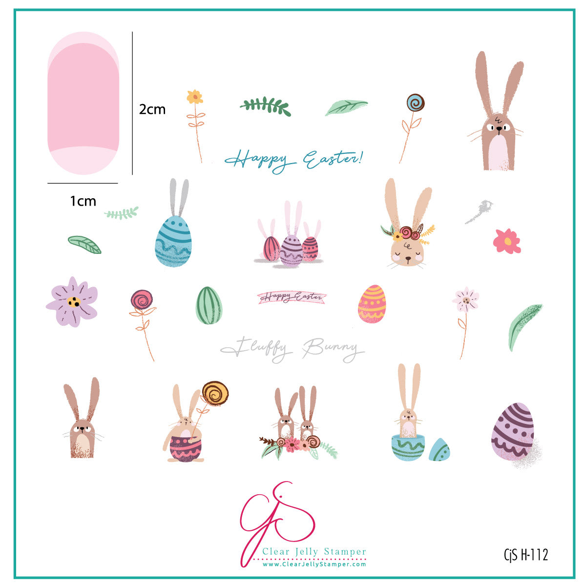 Bunny Bliss (CjSH-112) Etched Nail Art Stamping Plate