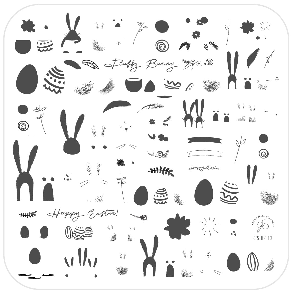 Bunny Bliss (CjSH-112) Etched Nail Art Stamping Plate