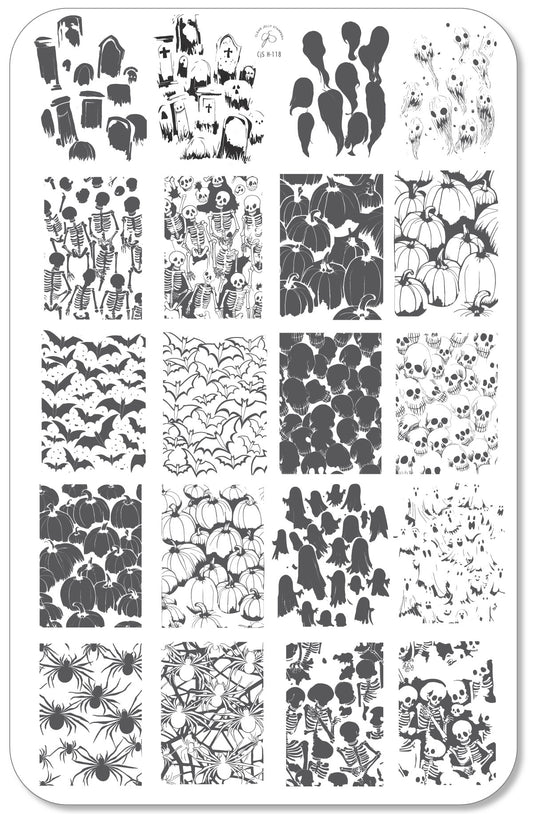 Wallpaper - Nightmare Nights (CjSH-122) Steel Nail Art Layered Stamping Plate