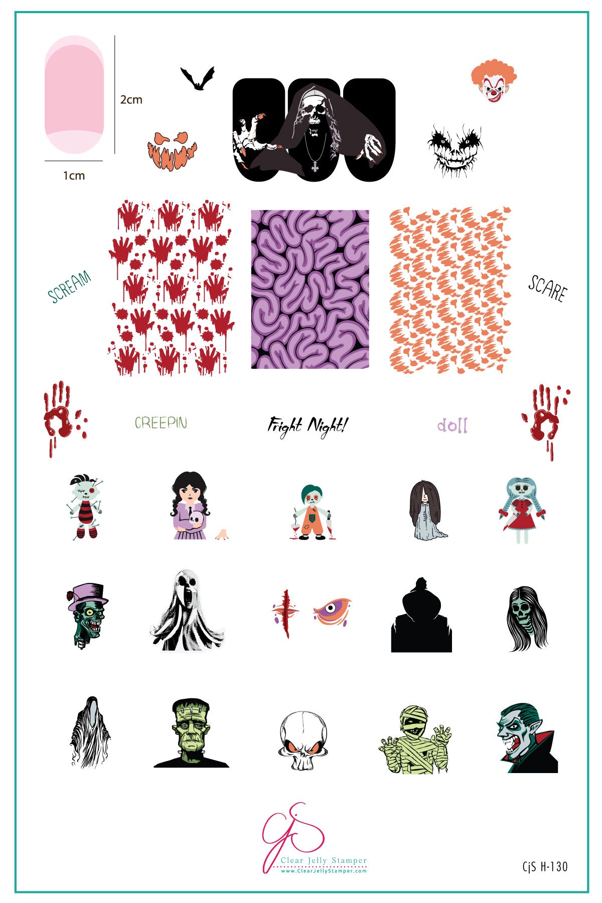 Freaky Little Friends (CjSH-130) Etched Nail Art Stamping Plate