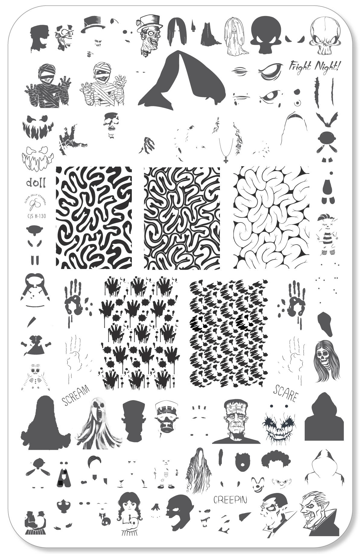 Freaky Little Friends (CjSH-130) Etched Nail Art Stamping Plate