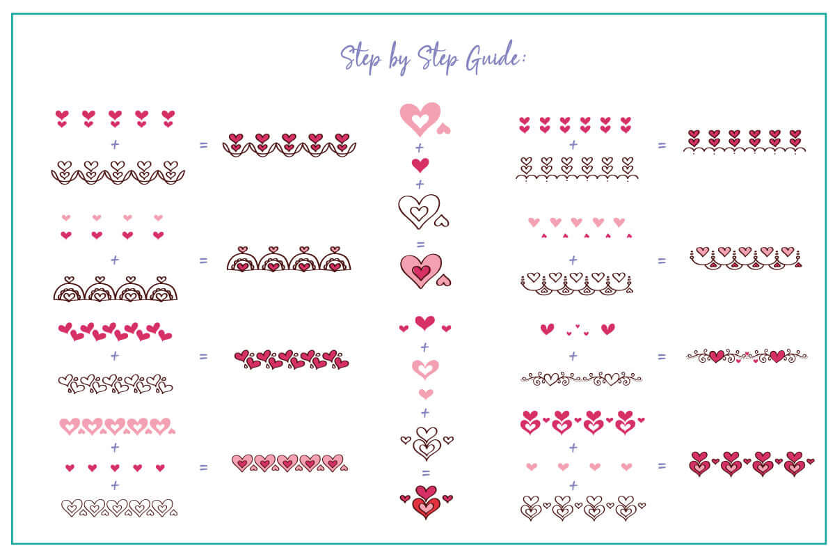 layered-nail-art-stamping-plate-how-to-card-with-colorful-designs-of-hearts-and-heart-patterns