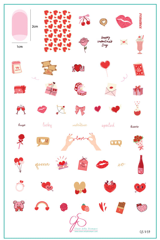 Sealed With a Kiss (CjSV-59) Etched Nail Art Stamping Plate