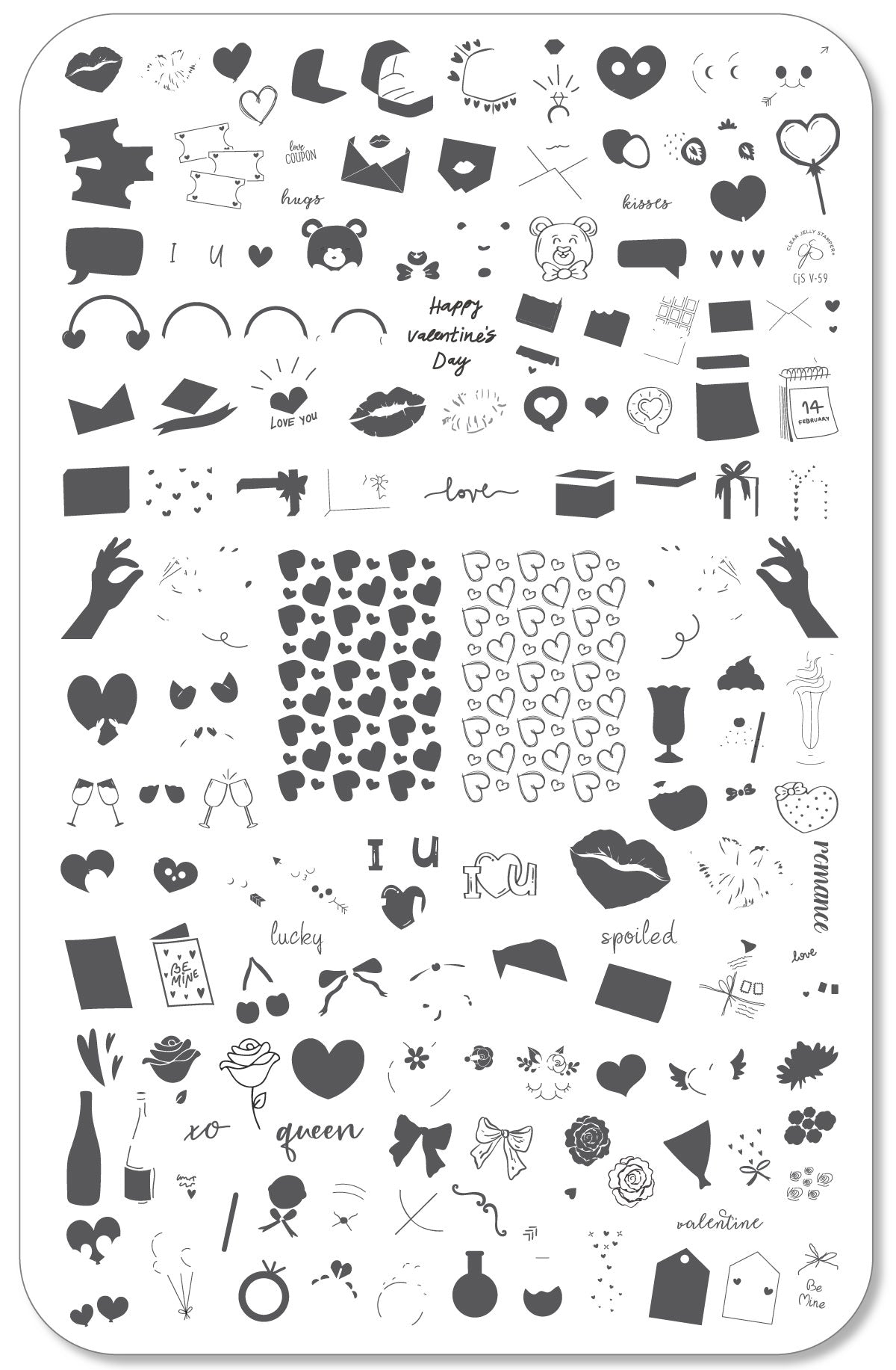 Sealed With a Kiss (CjSV-59) Etched Nail Art Stamping Plate