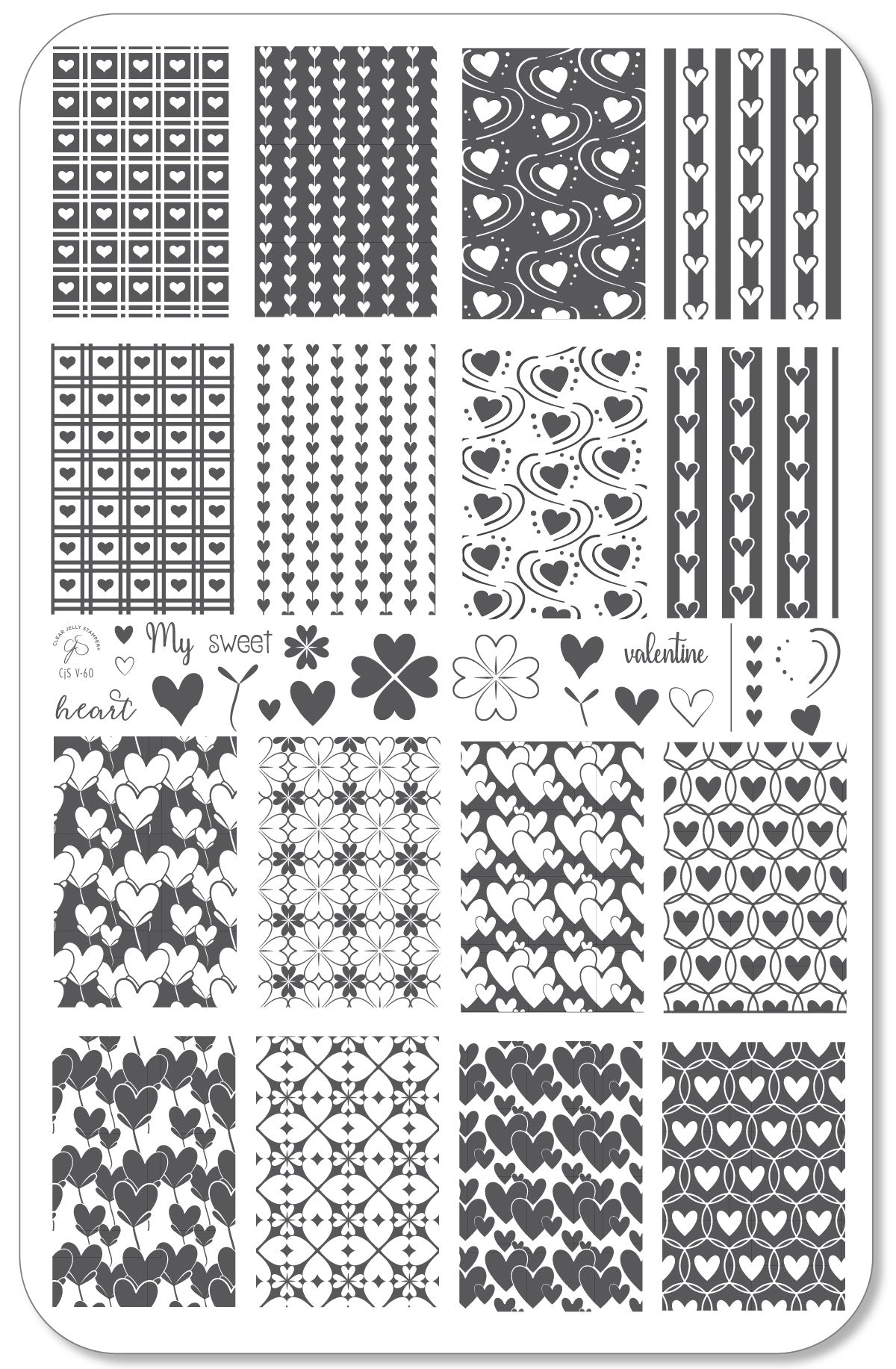 Heart to Heart (CjSV-60) Etched Nail Art Stamping Plate