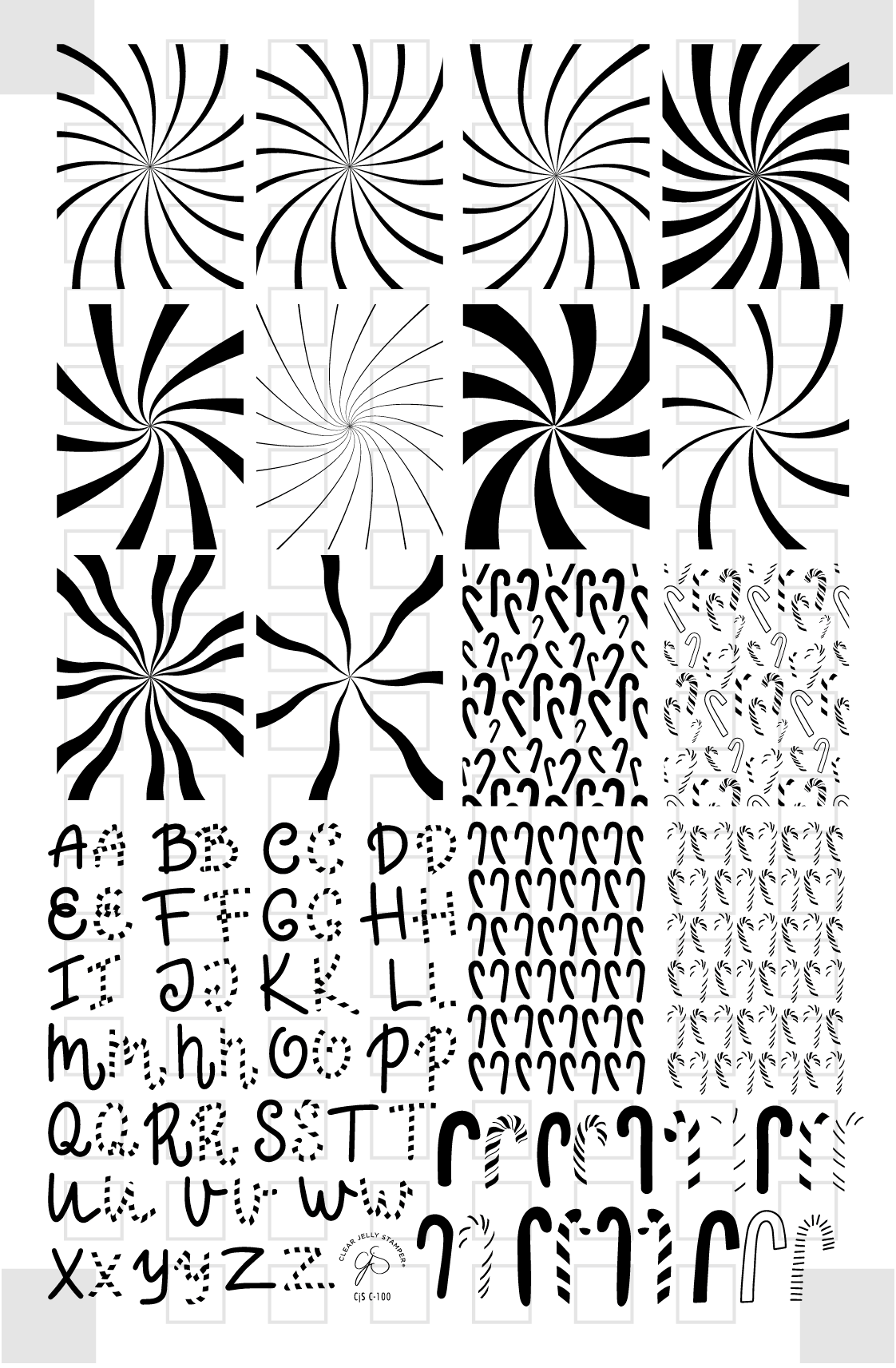 Peppermint Parade (CjSC-100) Etched Nail Art Stamping Plate
