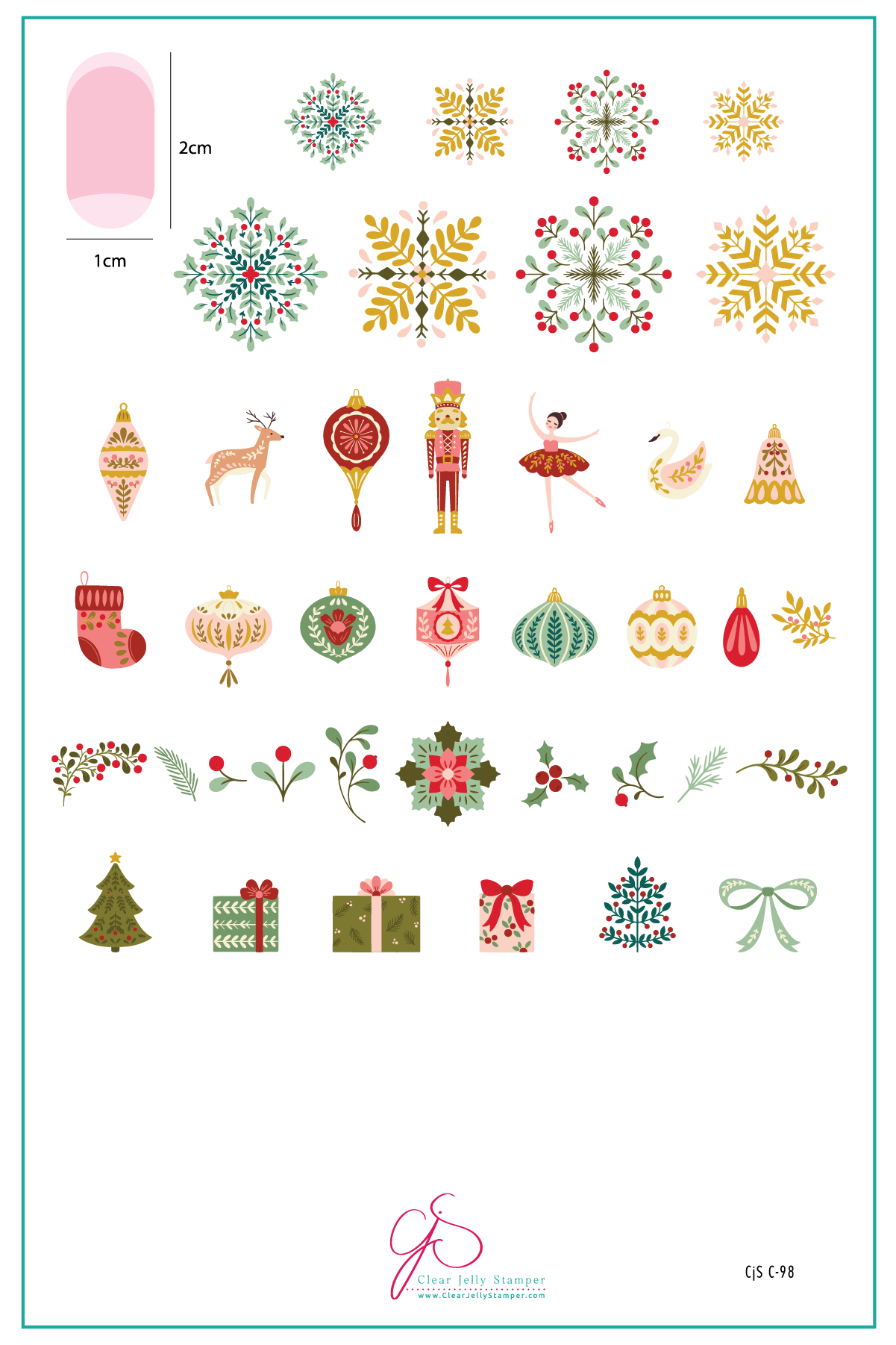 Sugarplum Express (CjSC-98) Etched Nail Art Stamping Plate