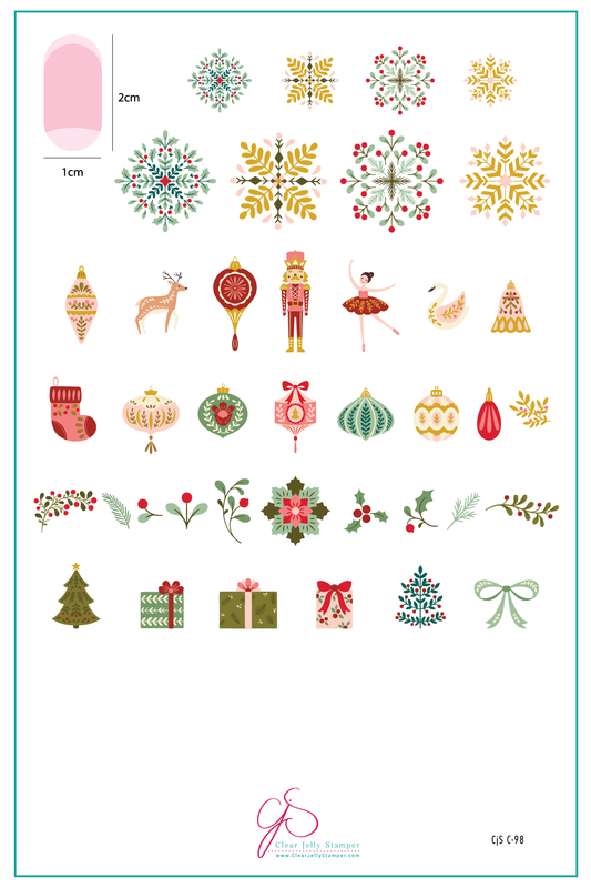 Sugarplum Express (CjSC-98) Etched Nail Art Stamping Plate