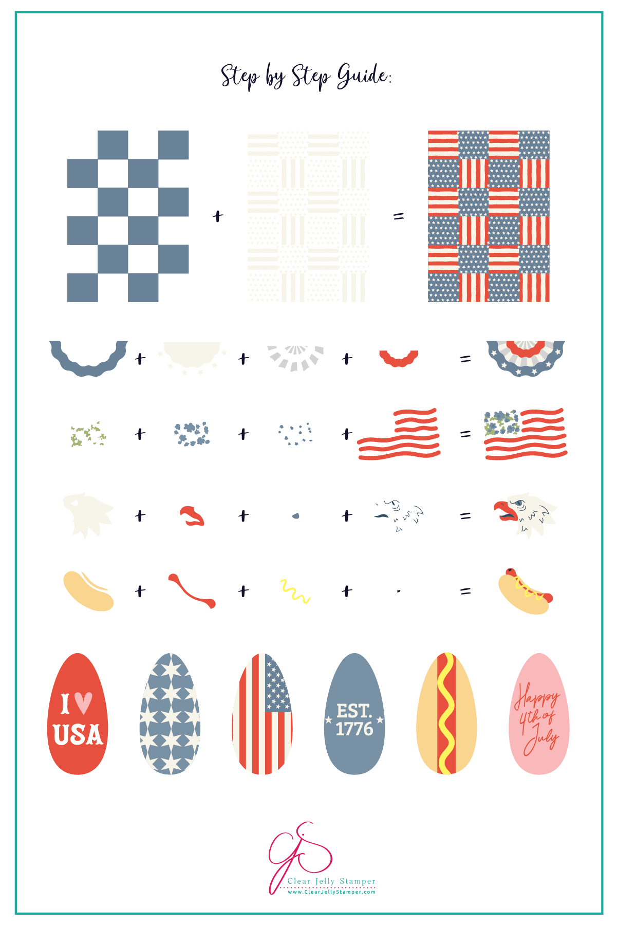 Stars, Stripes & Snacks (CjSH-139) Etched Nail Art Stamping Plate