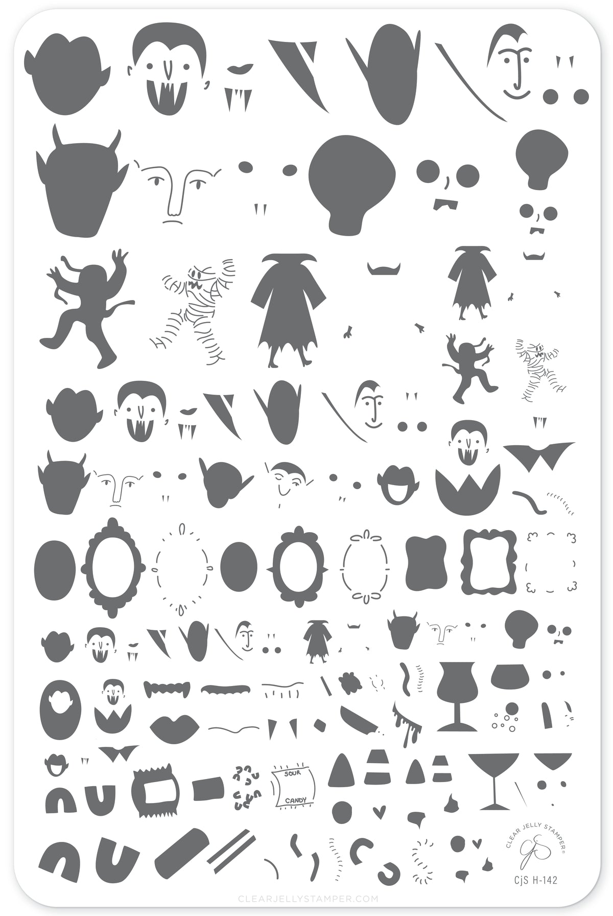 Lil Night Creatures (CjSH-142) Etched Nail Art Stamping Plate