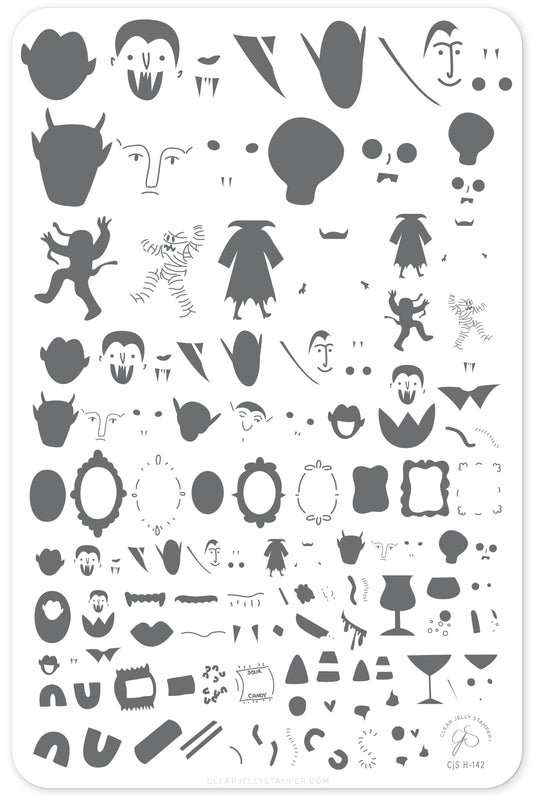 Lil Night Creatures (CjSH-142) Etched Nail Art Stamping Plate