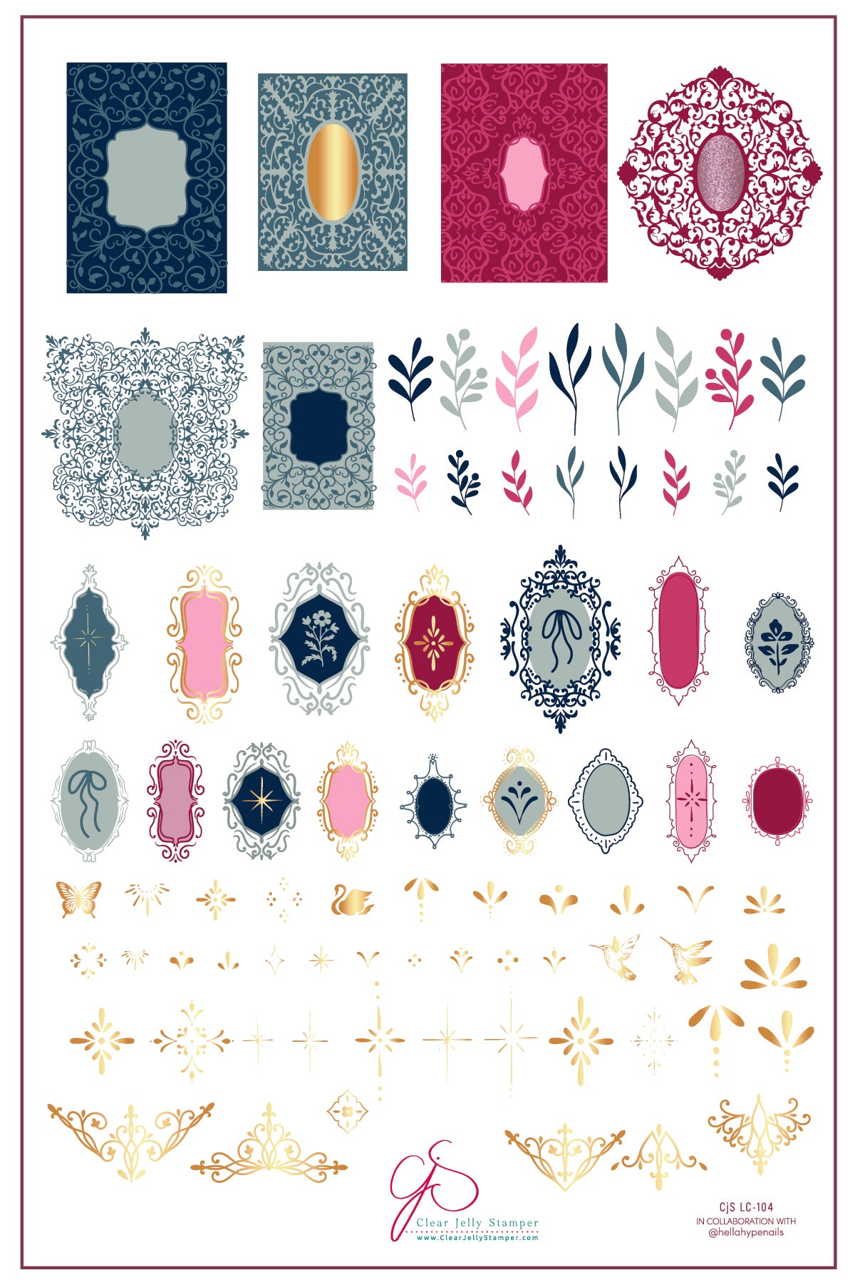 Gilded Garden (CjSLC-104) Etched Nail Art Stamping Plate