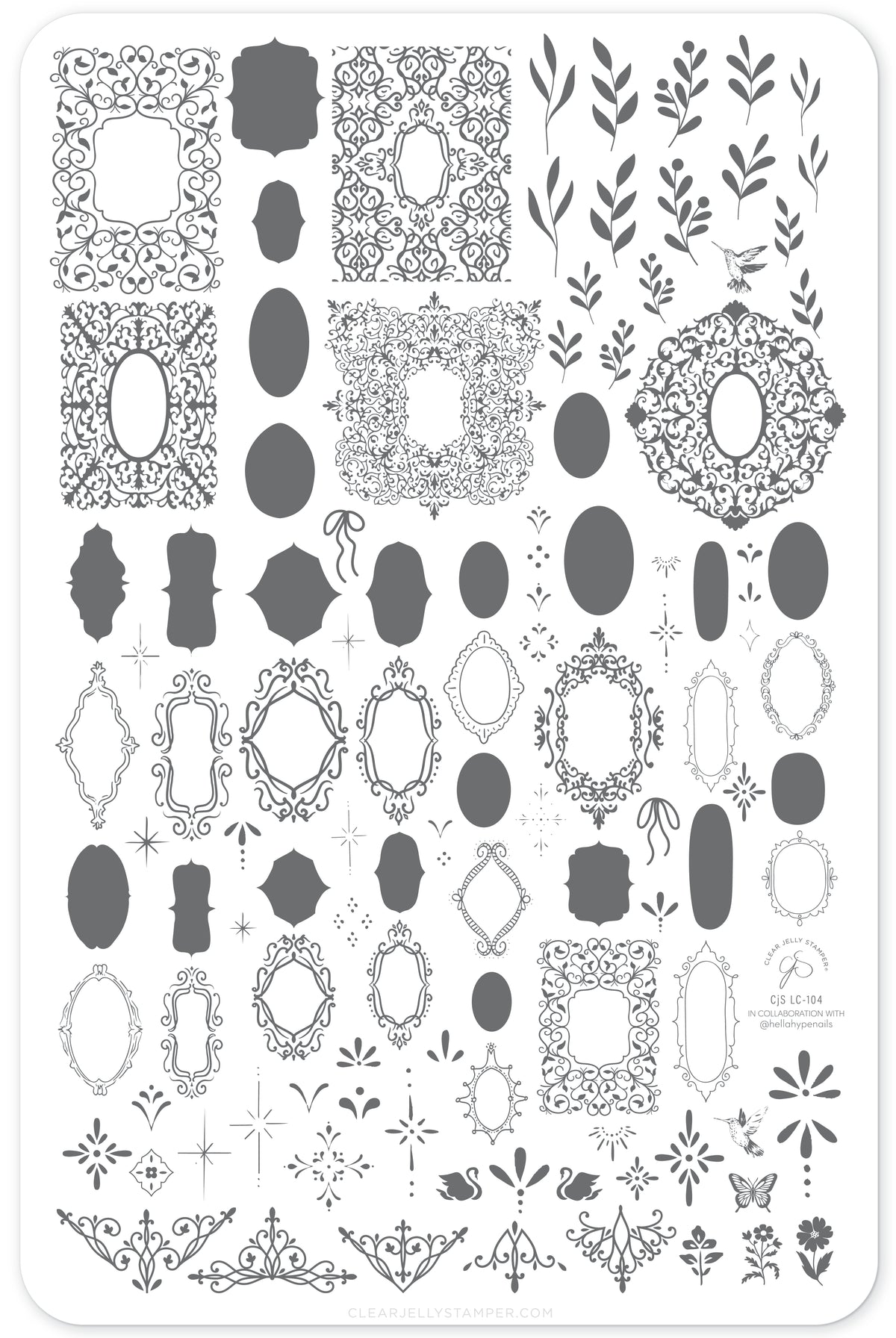 Gilded Garden (CjSLC-104) Etched Nail Art Stamping Plate