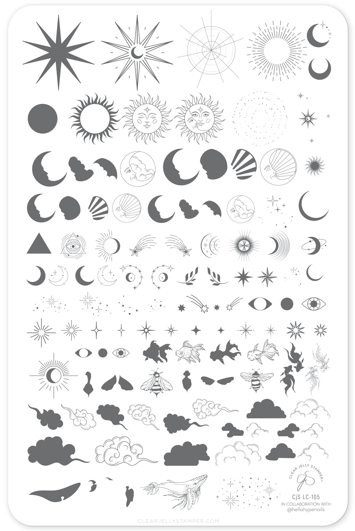 Lunar Lullaby (CjSLC-105) Etched Nail Art Stamping Plate