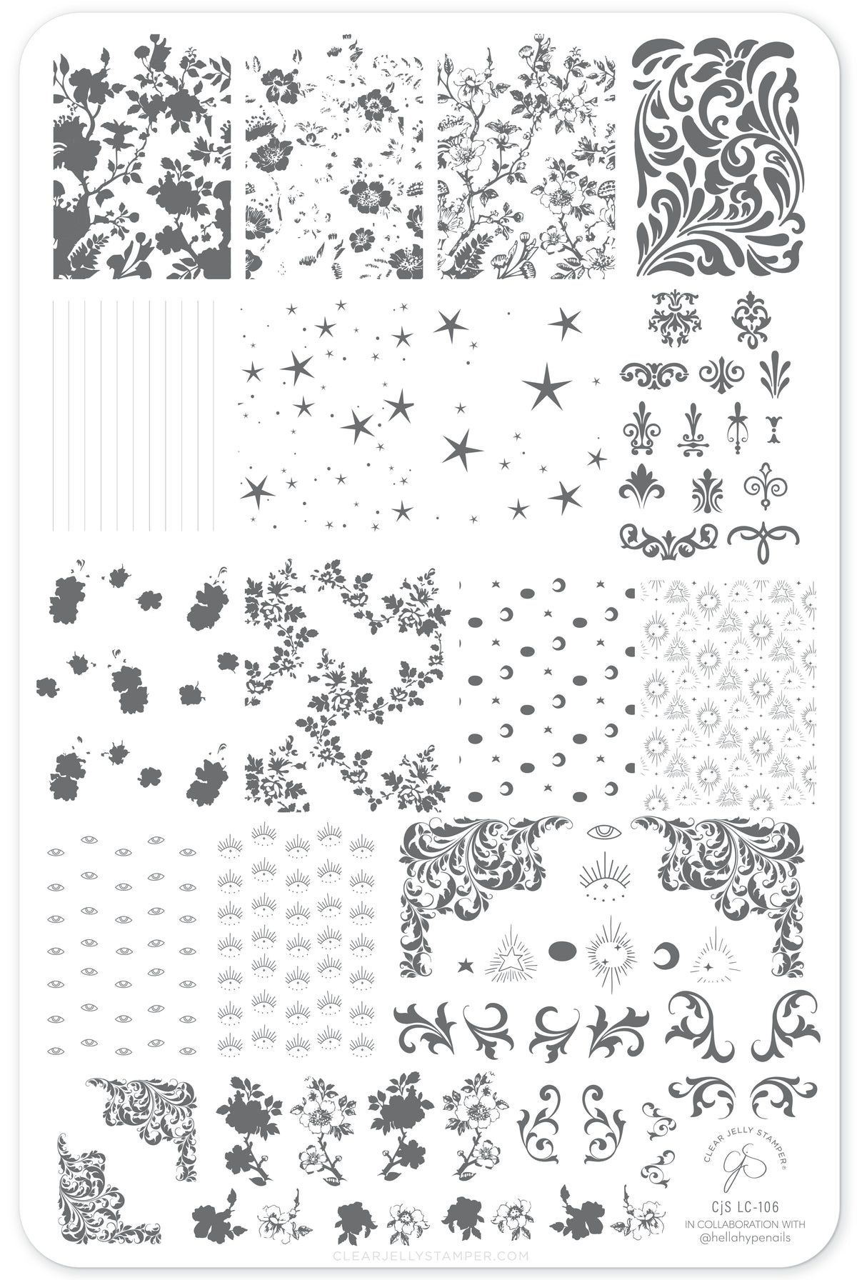 Midnight Muse (CjSLC-106) Etched Nail Art Stamping Plate