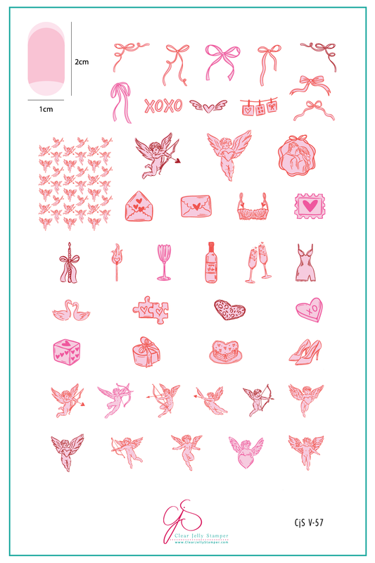 Cupid's Canvas (CjSV-57) Etched Nail Art Stamping Plate