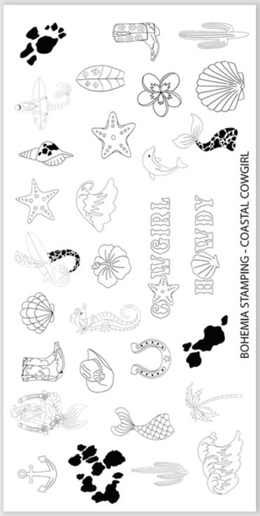 Coastal Cowgirl (BS-01) Steel Nail Art Stamping Plate