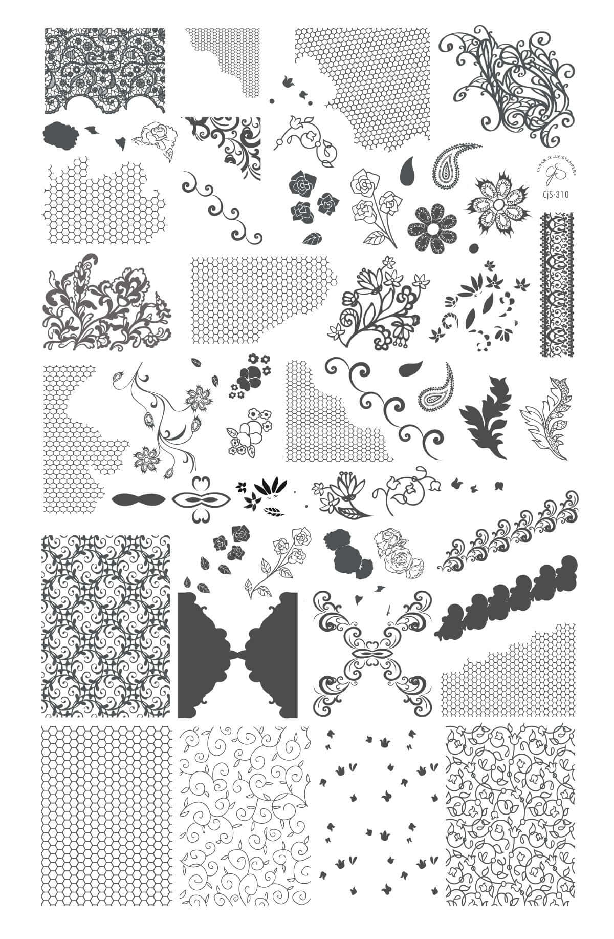 layered-nail-art-stamping-plate-showing-designs-of-flowers-delicate-lace-and-swirls