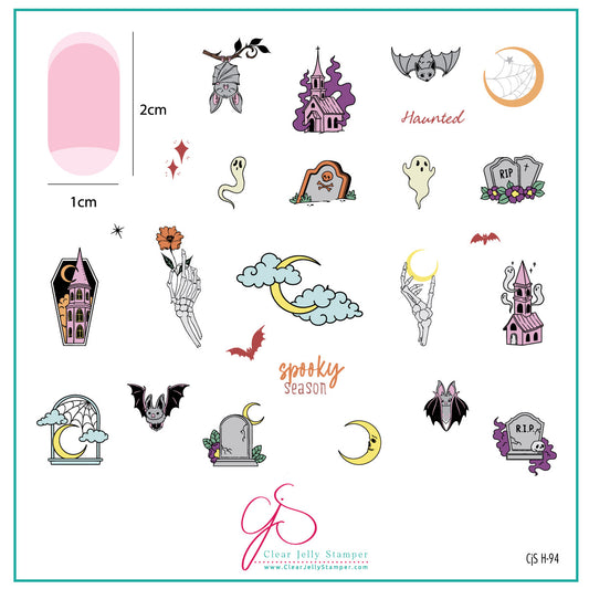Cozy Crypt (CjSH-94) Steel Nail Art Layered Stamping Plate