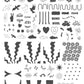 layered-nail-art-stamping-plate-with-designs-of-flowers-retro-waves-clouds-peace-sign-and-words-for-nail-art