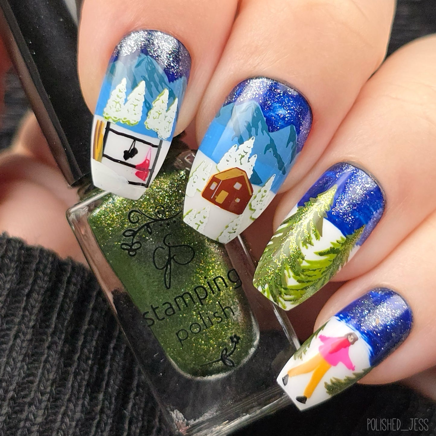 Tis the Ski-Son (CjSC-99) Etched Nail Art Stamping Plate