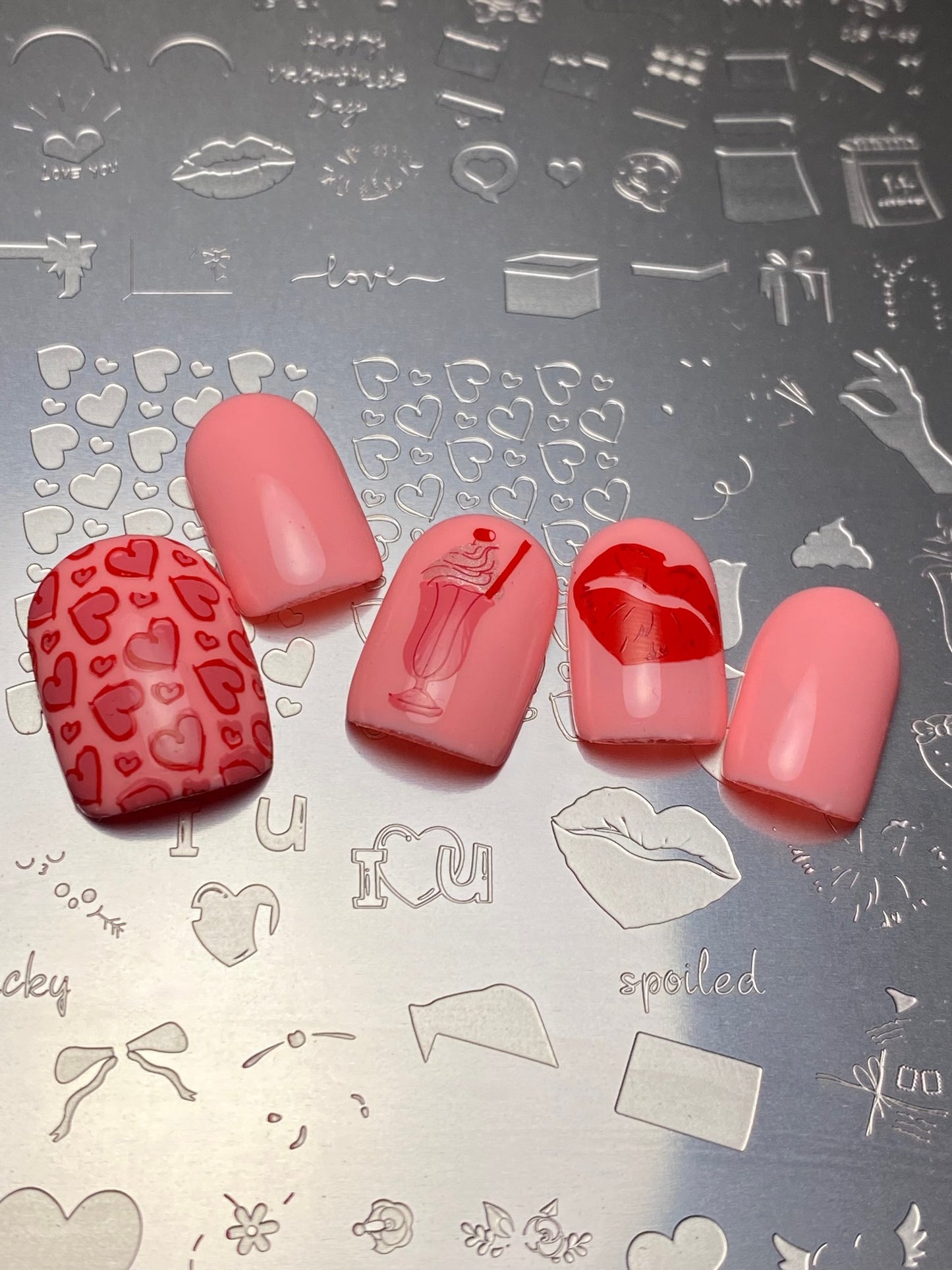 Sealed With a Kiss (CjSV-59) Etched Nail Art Stamping Plate