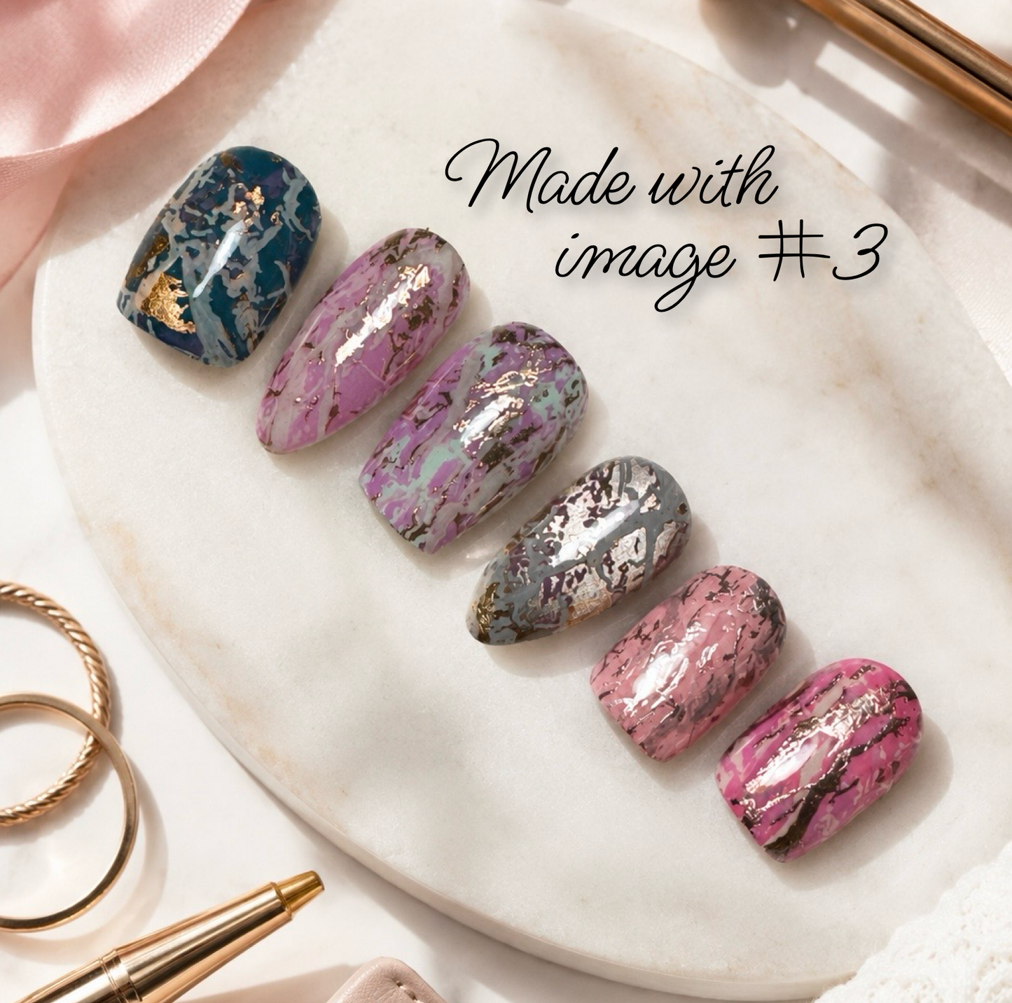 Marble Crush (CjS-405) Etched Nail Art Stamping Plate