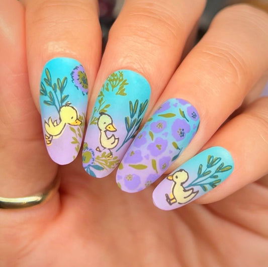 Spring is in the Air (CjS-95) Etched Nail Art Stamping Plate