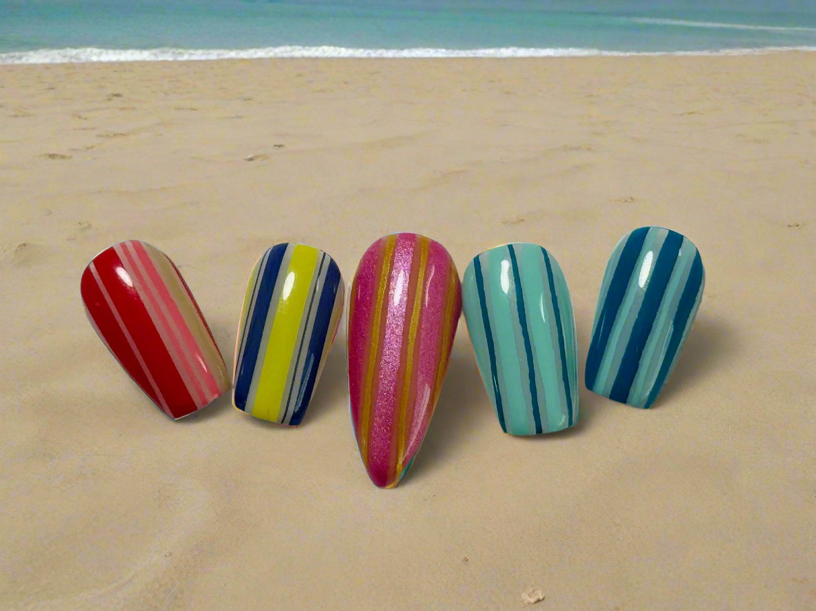 Cabana Stripes (CjS-388) Steel Nail Art Layered Stamping Plate