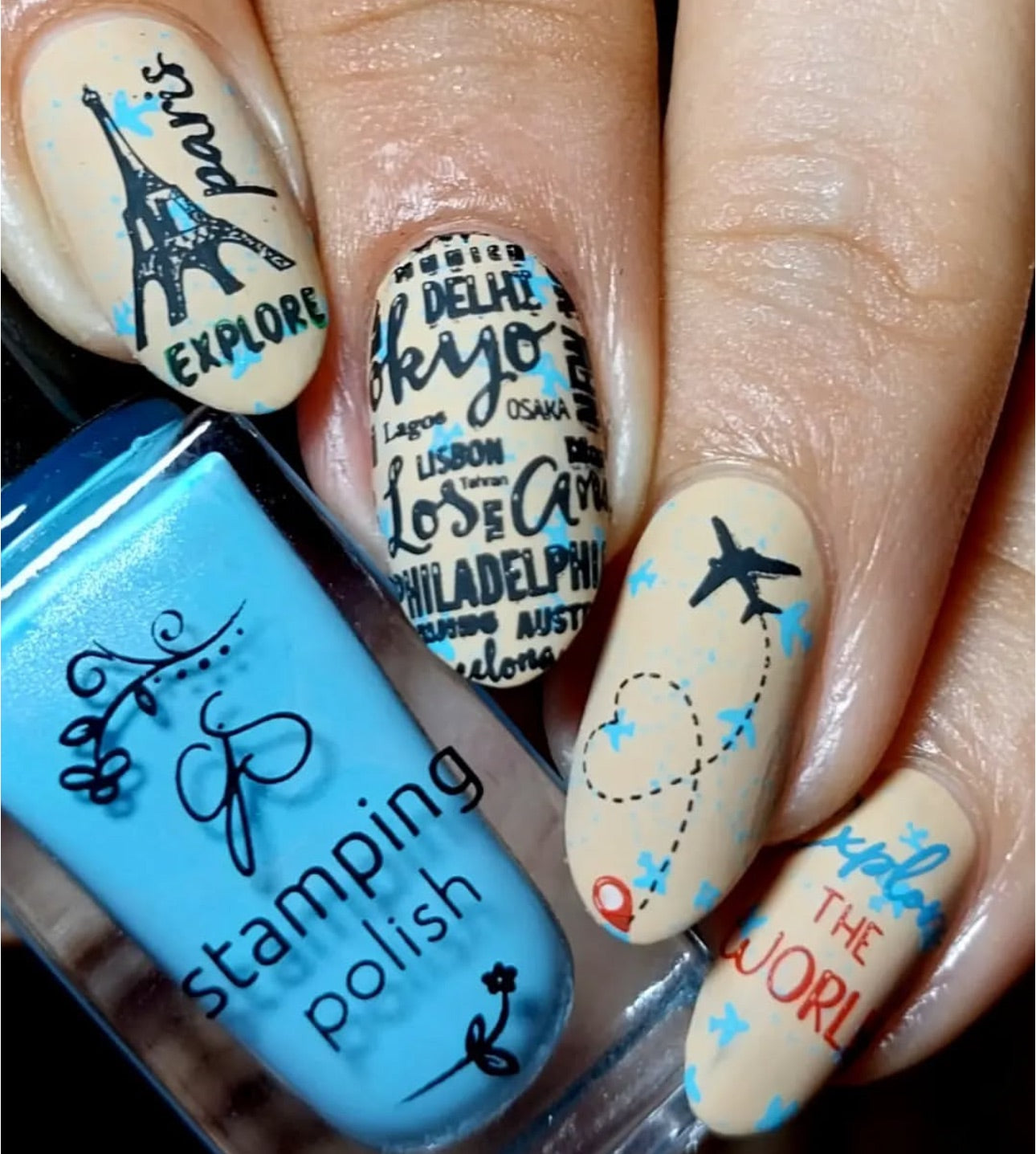 Explore the World (CjS-291) Etched Nail Art Stamping Plate