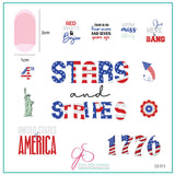  layered-nail-art-stamping-plate-inspo-card-with-the statue-of-liberty-stars-and-stripes-and-words-for-nail-art