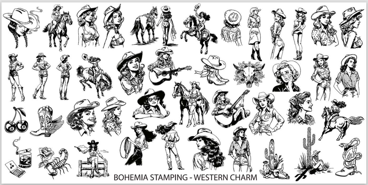Western Charm (BS-06) Steel Nail Art Stamping Plate