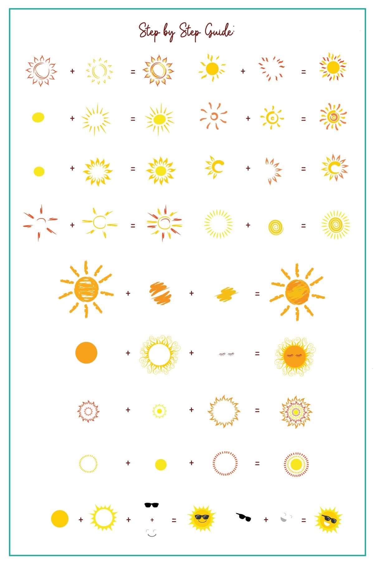 layered-nail-art-stamping-plate-how-to-card-with-colorful-sunshines-sun-rays-and-words-for-nail-art