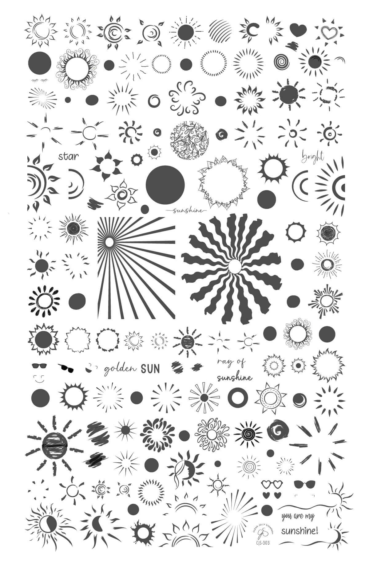  layered-nail-art-stamping-plate-with-designs-sunshines-sun-rays-and-words-for-nail-art