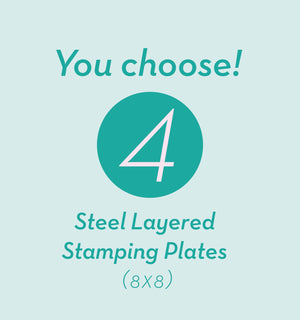 You Choose - 4 Medium Stamping Plates (8x8)