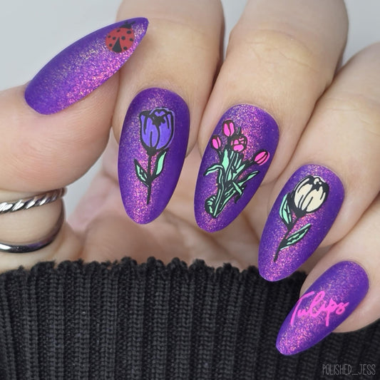Tu Many Tulips (CjS-111) Steel Layered Nail Art Stamping Plate