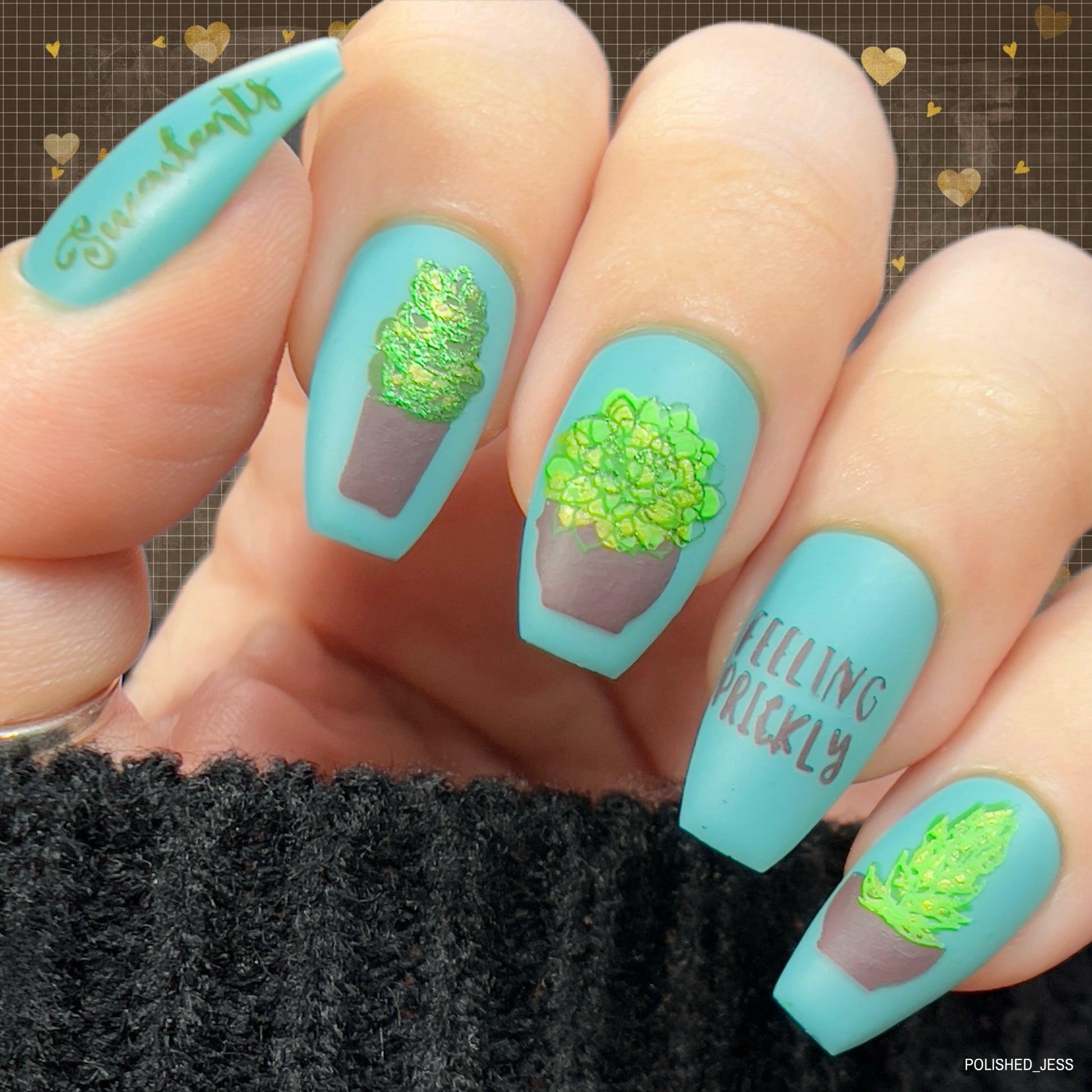 succulent nail design Oh So Succulent! (CjS-123) Etched Nail Art Stamping Plate