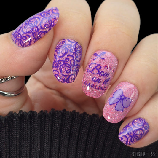 Put a Bow on it, Darling (CjS-147) Steel Layered Nail Art Stamping Plate