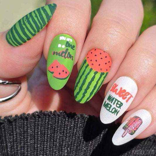 One in a Melon (CjS-182) Steel Layered Nail Art Stamping Plate