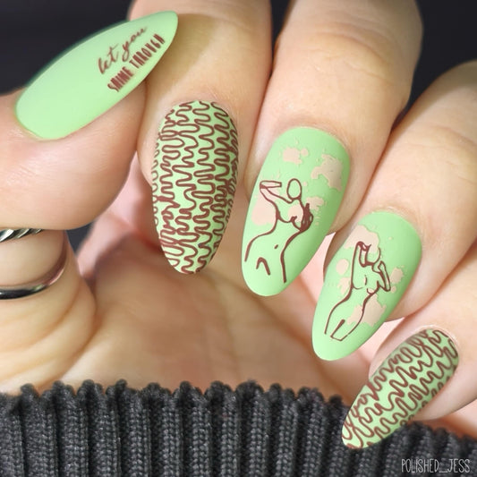The Nude Series - In the Buff  (CjS-205) Steel Nail Art Layered Stamping Plate
