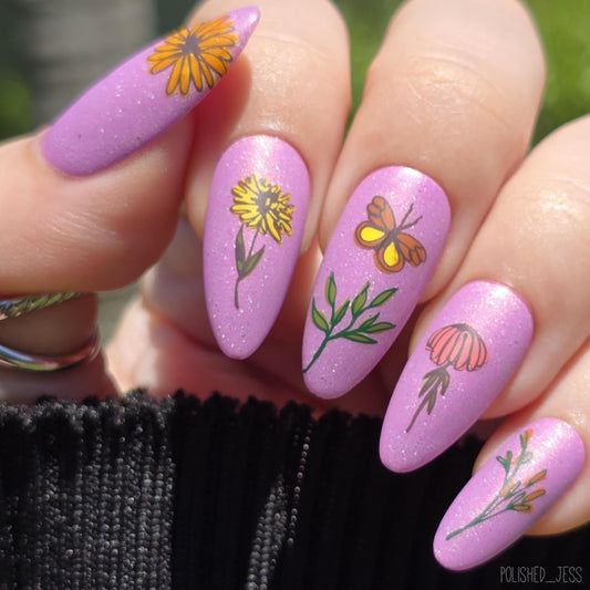 Walk In The Meadow (CjS-236) Steel Nail Art Layered Stamping Plate