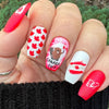 Bright-red-and-white-manicure-showing-nail-art-of-maple-leaves-and-a-beaver-waving-flag-canada-eh?