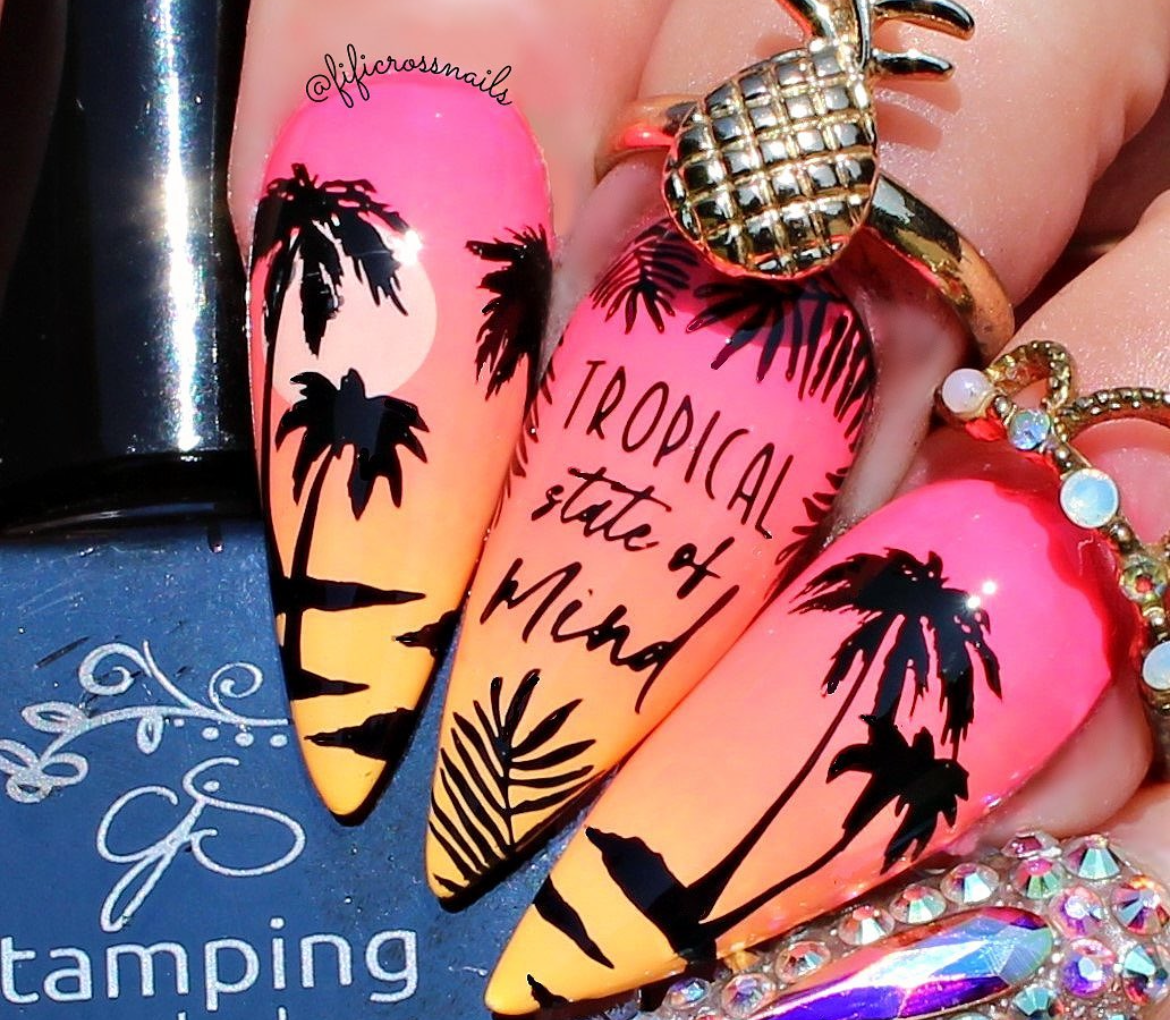 Pretty Palms (CjS-301) Steel Nail Art Layered Stamping Plate