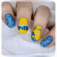 bright-yellow-manicure-with-nail-art-designs-of-waves-and-the-words-dance-with-the-waves