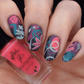 Bridge-manicure-showing-nail-art-designs-of-modern-boho-shapes-and-leaves
