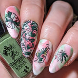 manicure-showing-layered-nail-art-designs-of-modern-abstract-palm-leaves