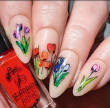 manicure-showing-nail-art-designs-of-red-orange-and-blue-tulips