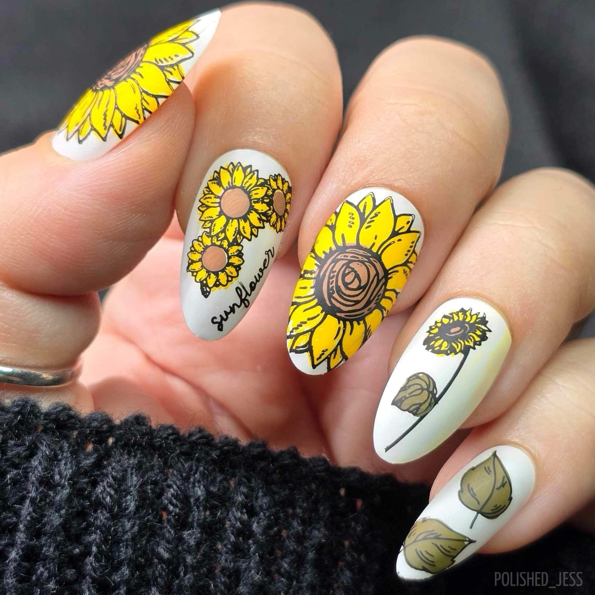 Bright Sunflower Nail Art Ideas