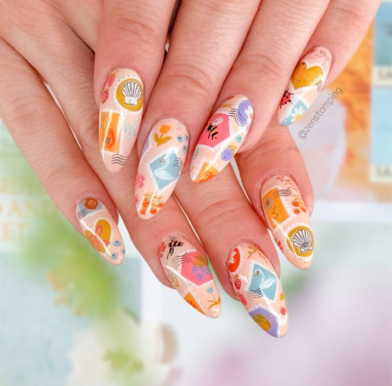Perfectly Postage (CjS-381) Etched Nail Art Stamping Plate