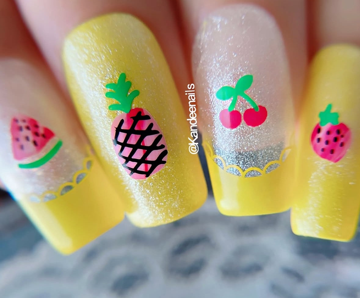 Frilly Fruit (CjS-390) Etched Nail Art Stamping Plate